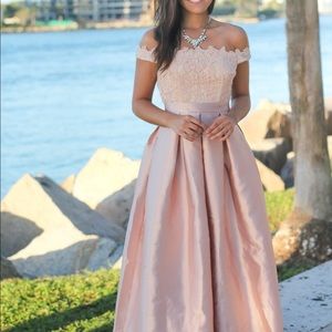 Blush and Cream Crocket Top Maxi Dress